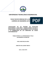 Universidad Tecnológica Equinoccial: Facultad de Ciencias de La Ingeniería Carrera de Ingeniería Automotriz