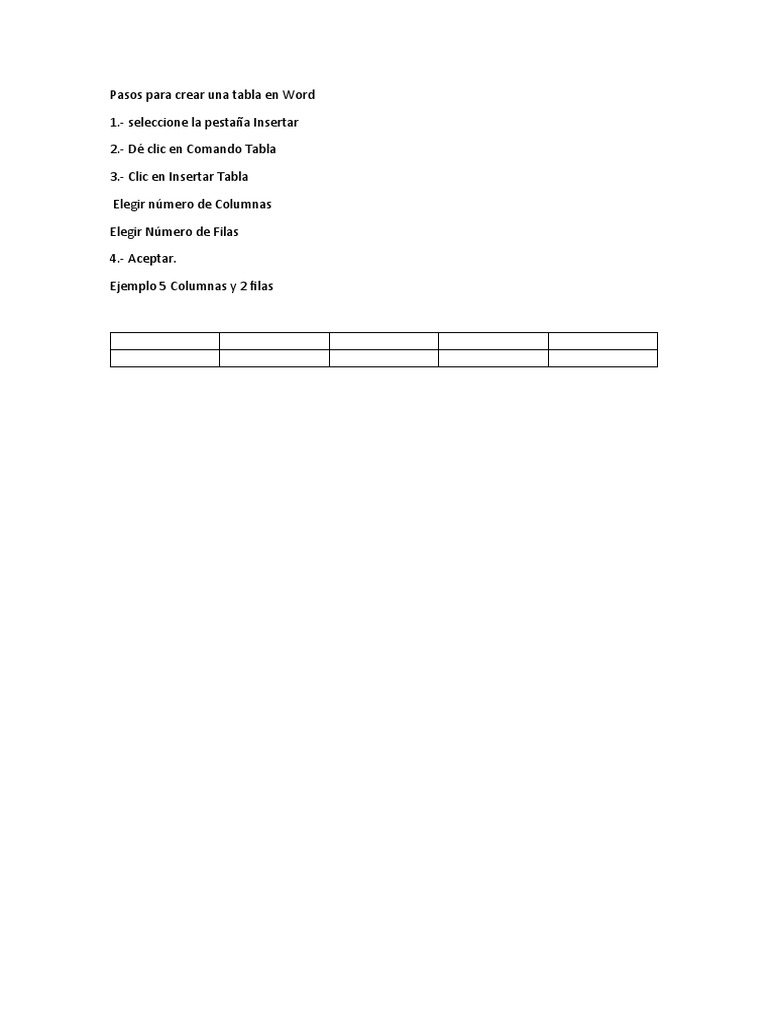 Pasos para Crear Una Tabla en Word PDF