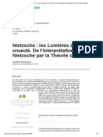 Nietzsche - Les Lumières Et La Cruauté. de L'interprétation de Nietzsche Par La Théorie Critique