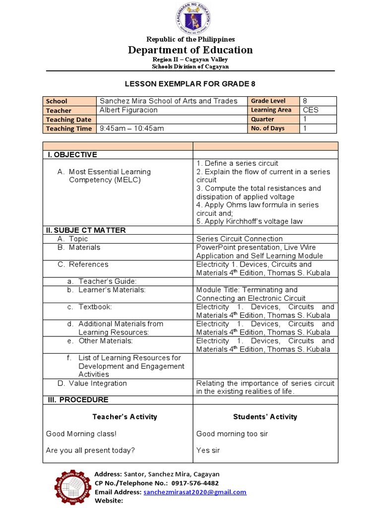 Detailed dll dlp pdf series and parallel circuits electrical network