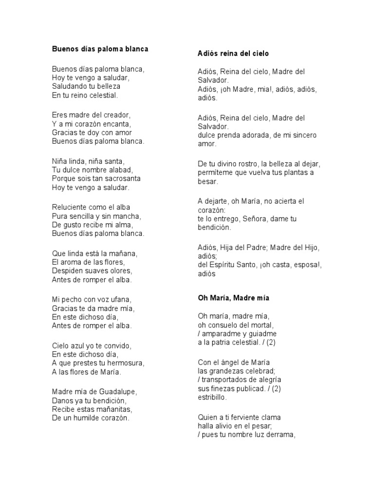 Buenos Días Paloma Blanca Descargar Gratis Pdf María Madre De Jesús