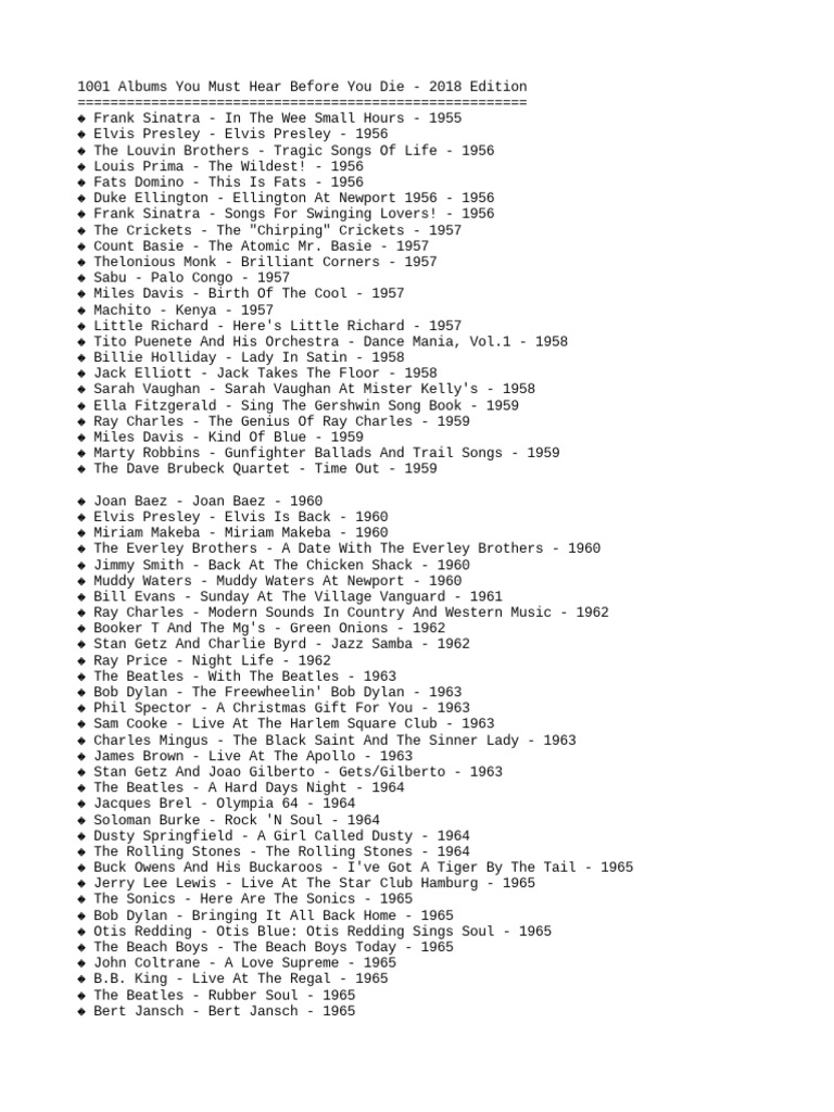 1001 Albums You Must Hear Before You Die 2018 Edition PDF Rock Music The Beach Boys