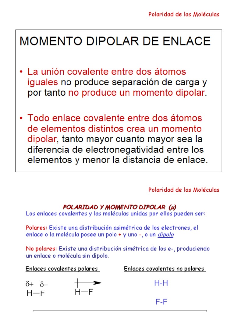 Polaridad y Momento Dipolar en Moléculas | PDF | Polaridad química ...