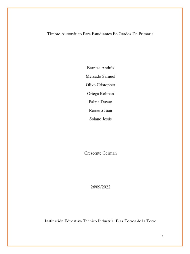 Timbre Automático para Estudiantes en Grados de Primaria | PDF ...
