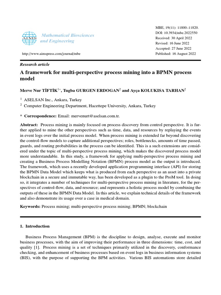A Framework For Multi-Perspective Process Mining Into A BPMN Process ...