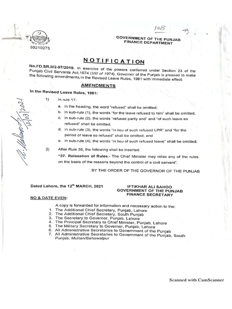 amendments-in-revised-leave-rules-1981-amendments-in-revised-leave