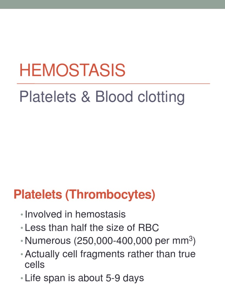 Lecture 4Hemostasis PDF Coagulation Platelet