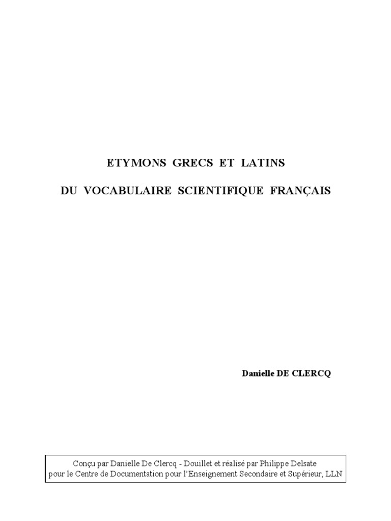 Os Du Dos Signifiant Coucou En Grec Racines Grecques Et Latines Des Mots Scientifiques Français | PDF | Genre  grammatical | Alphabet grec