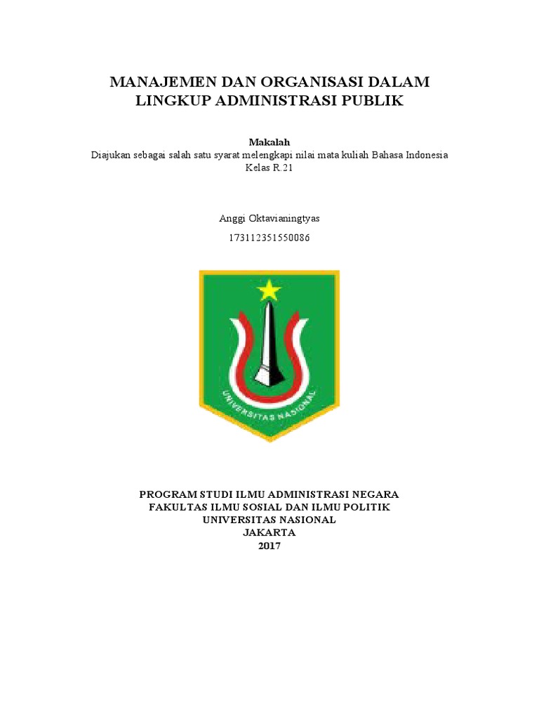 Manajemen Dan Organisasi Dalam Ruang Lingkup Administrasi Publik | PDF
