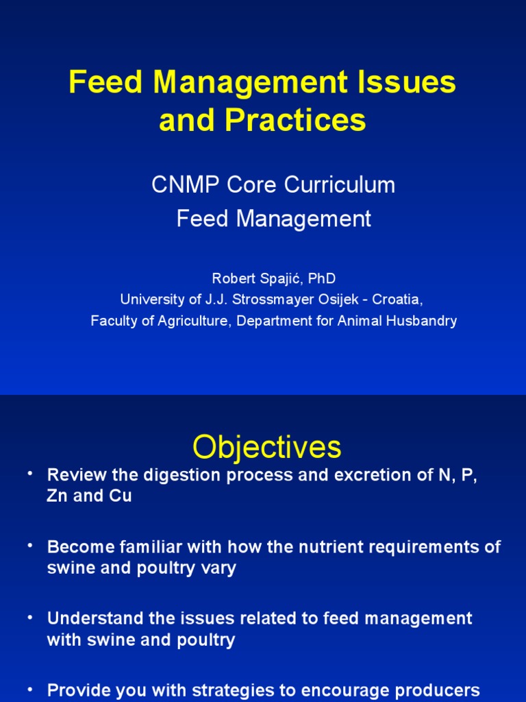 6.1 Feed Management Final - Robert | PDF | Agriculture | Manure