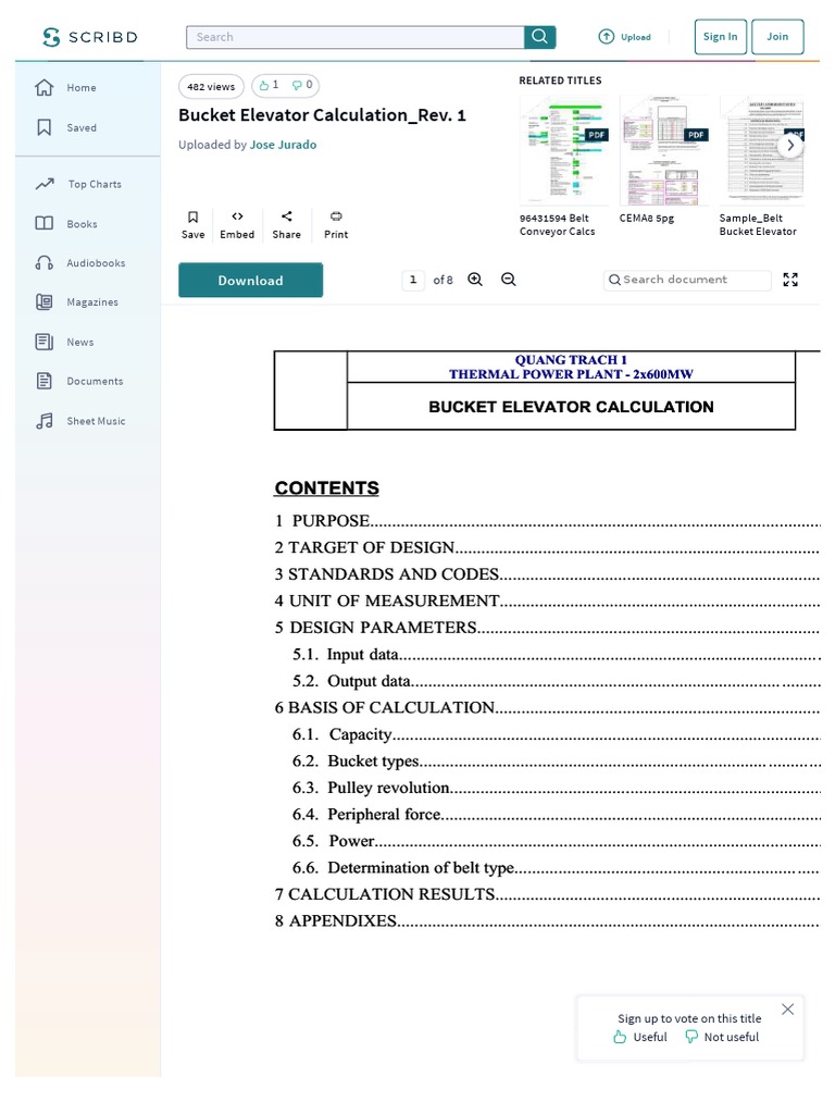 Bucket Elevator Calculation Rev. 1 Download PDF