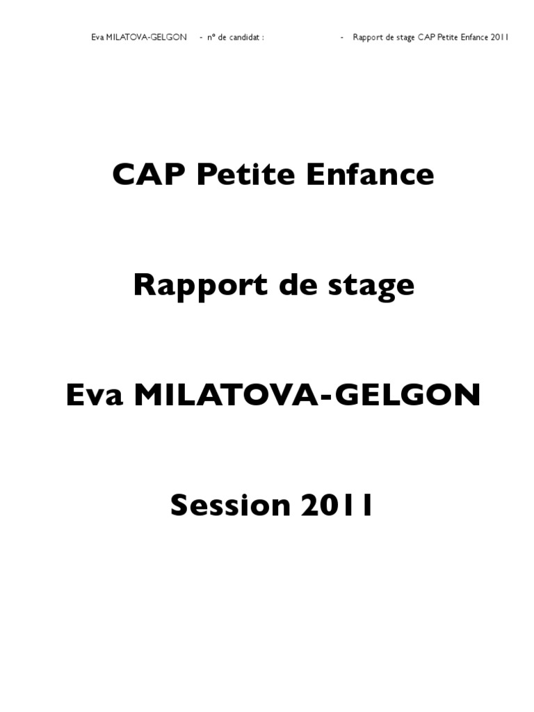 Stage CAP Petite Enfance 19 Avril
