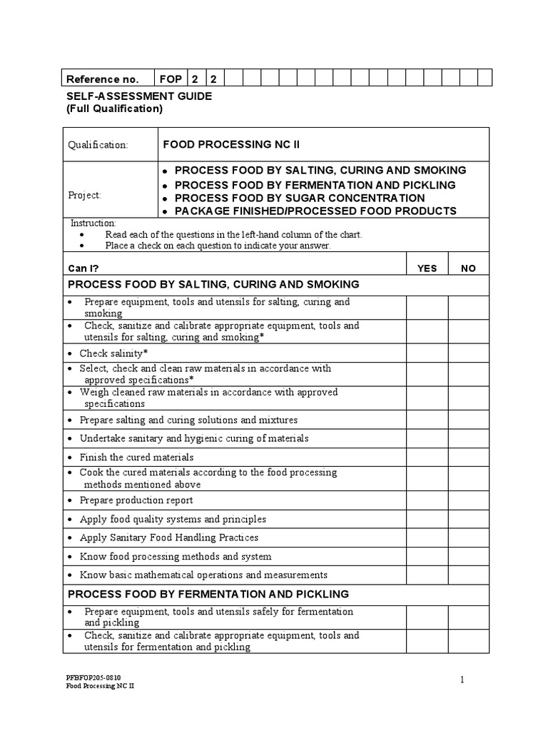 SAG Food Processing NC II OLD PDF Foods Packaging And Labeling