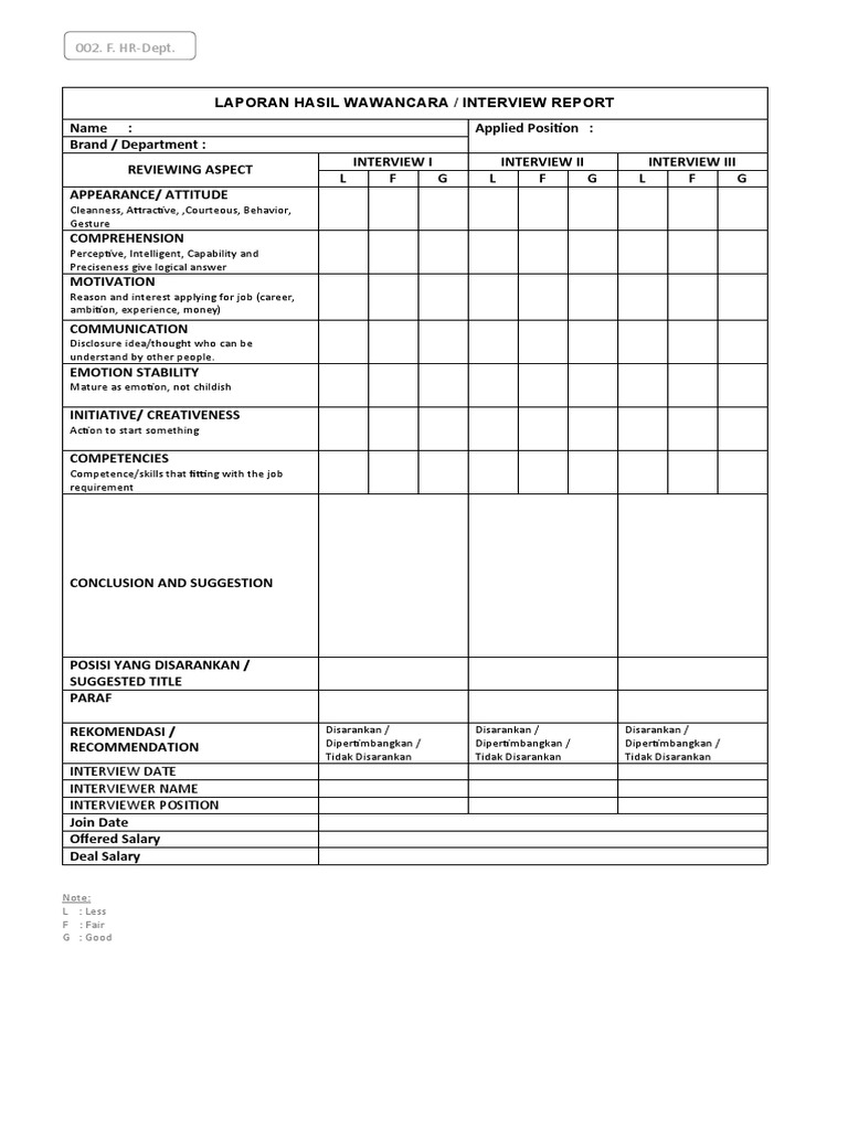 Interview Evaluation Report Template | PDF