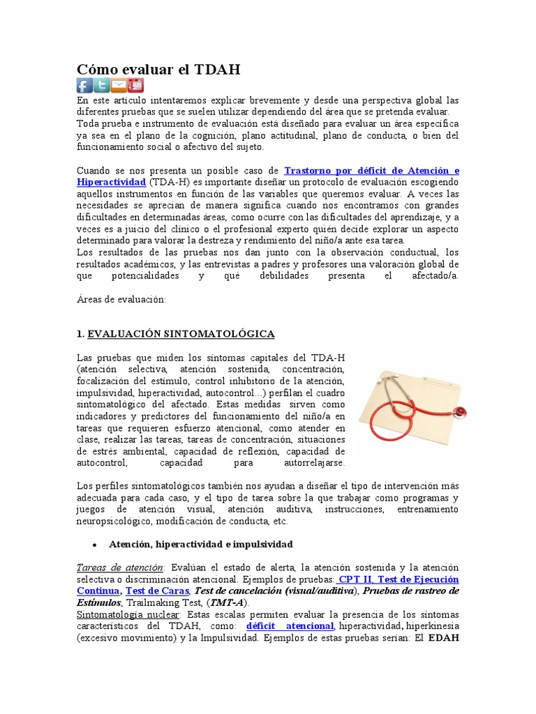 Instrumentos para Evaluar el TDAH | PDF | Desorden hiperactivo y ...
