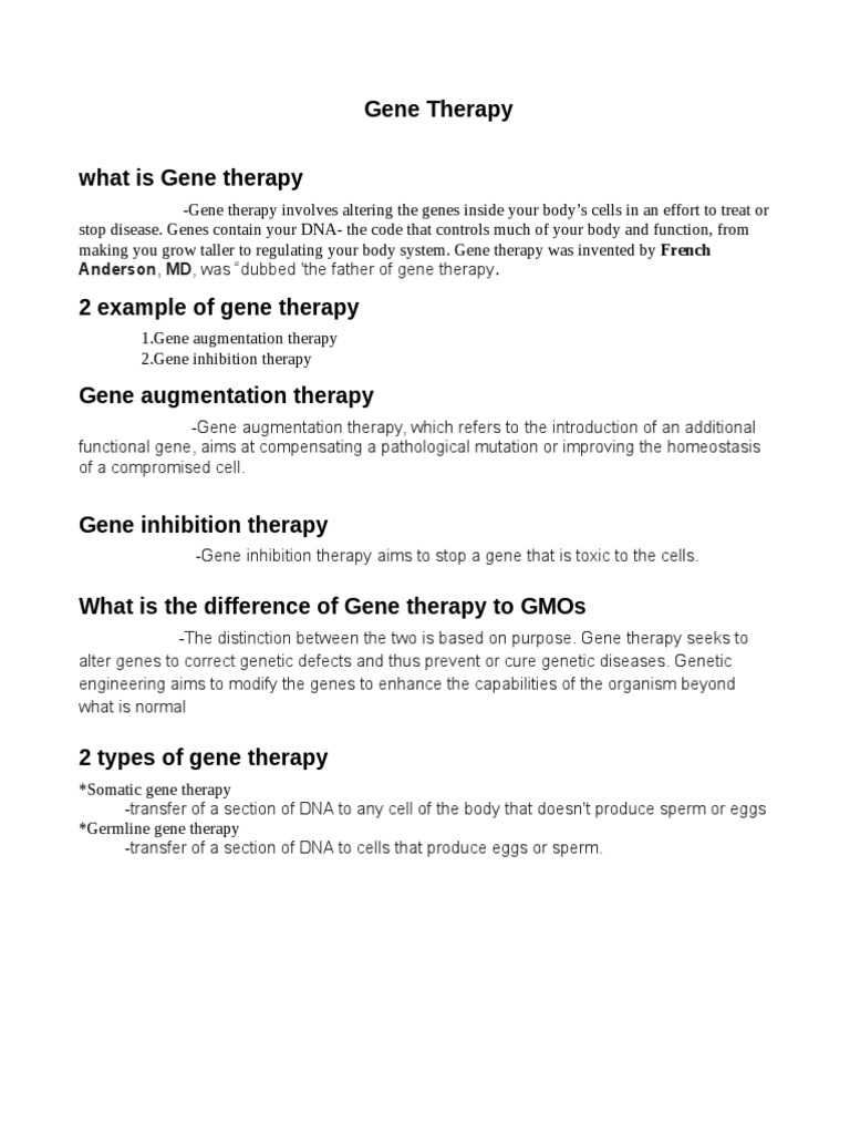 Gene Therapy | PDF | Wellness