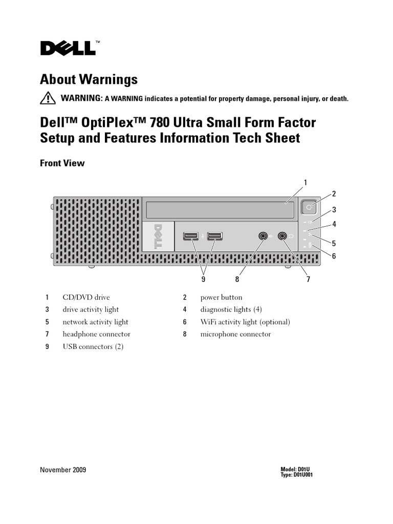 Optiplex780 Setup Guide EnUs PDF Power Supply Usb
