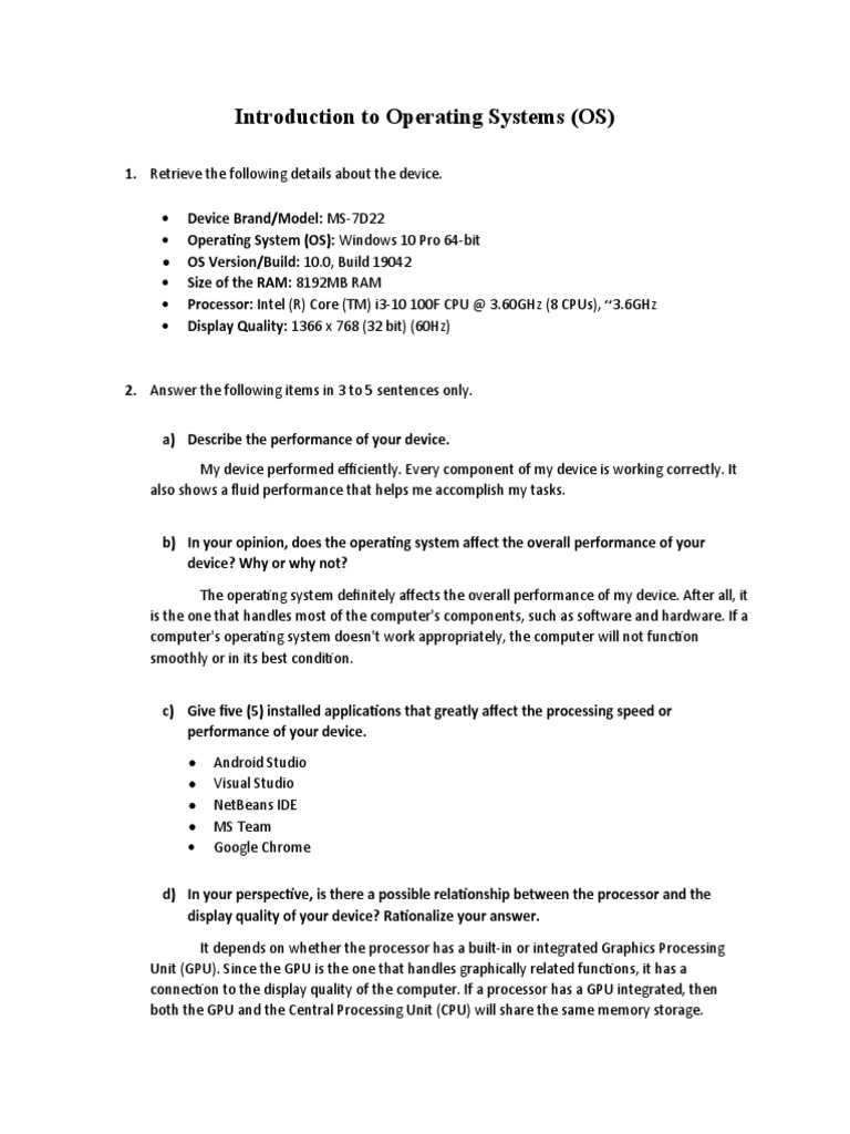 Overview of Windows 10 Pro Performance | PDF | Operating System | Ios