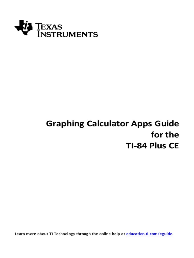 Graphing Calculator Apps Guide For The TI84 Plus CE PDF Ellipse