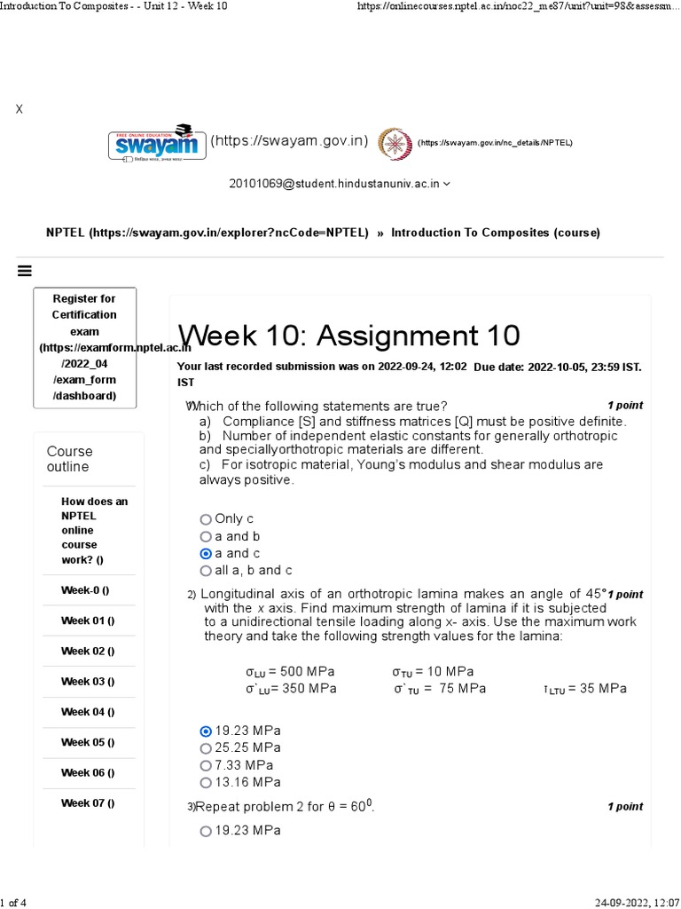 NPTEL Composites Assignment Answers | PDF | Composite Material ...