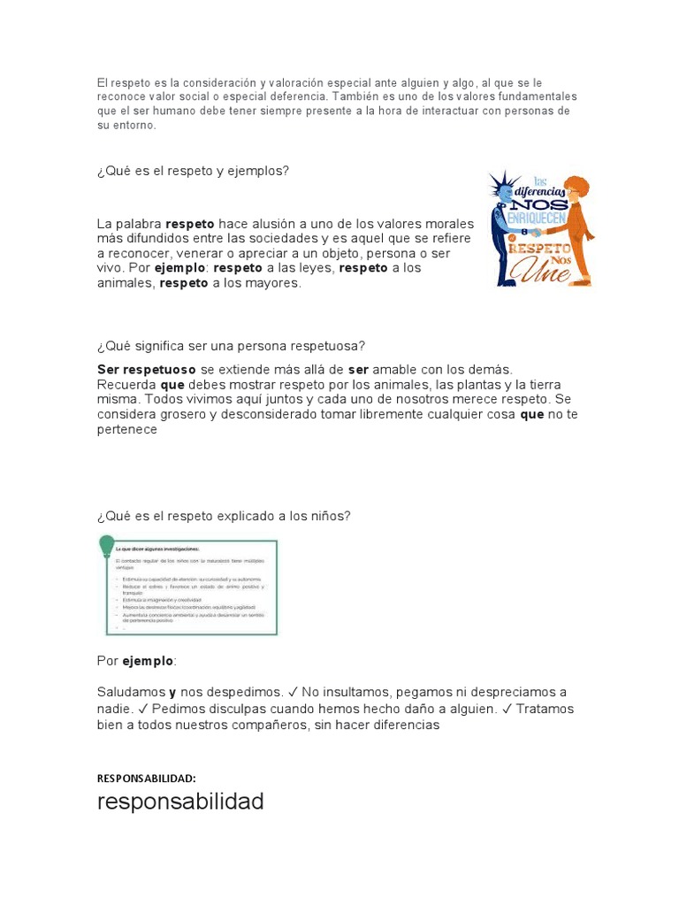 El Respeto Es La Consideración y Valoración Especial Ante Alguien y ...