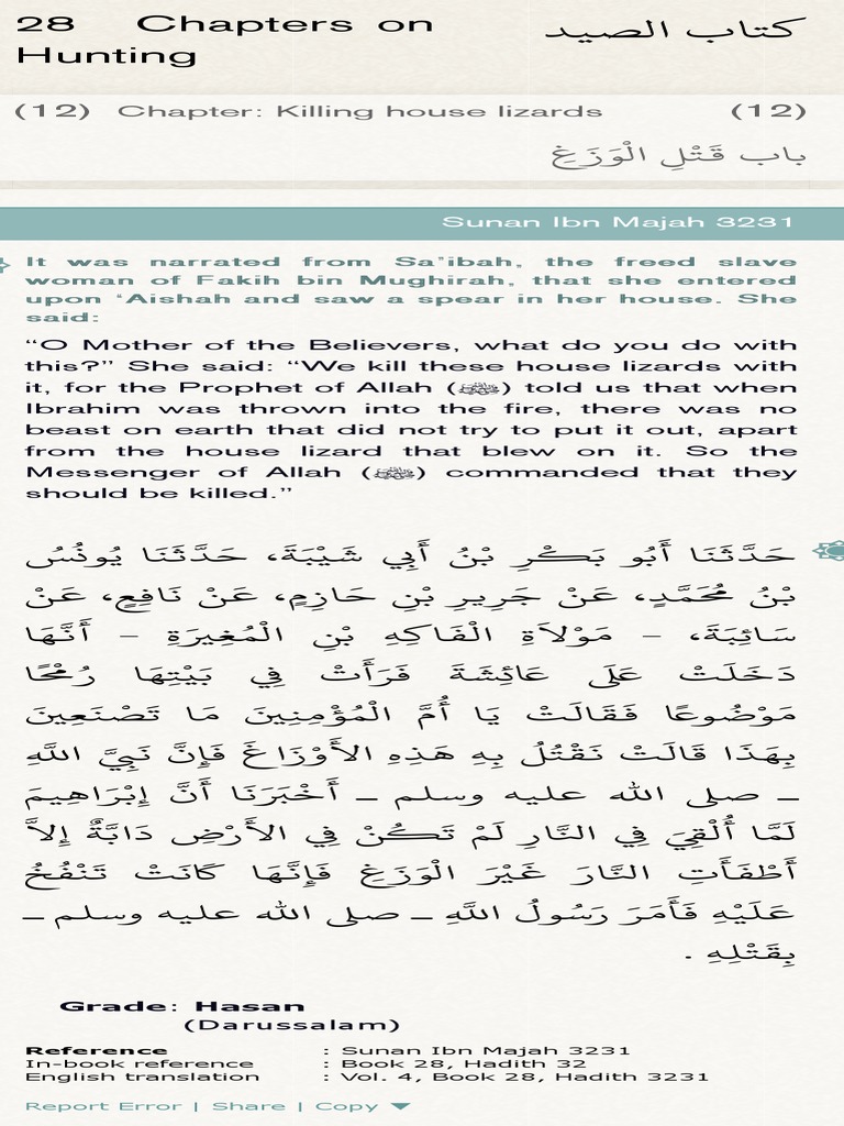 Islamic Ruling on Killing Lizards | PDF | Islamic Ethics | Banu Hashim