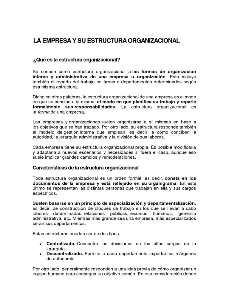 Estructura Organizacional de Empresas | PDF | Business | Economias
