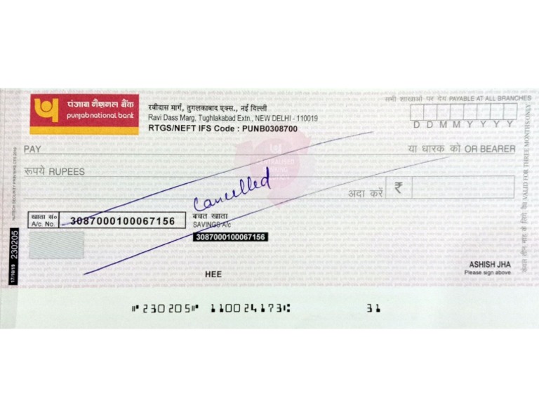 Cancelled cheque pdf