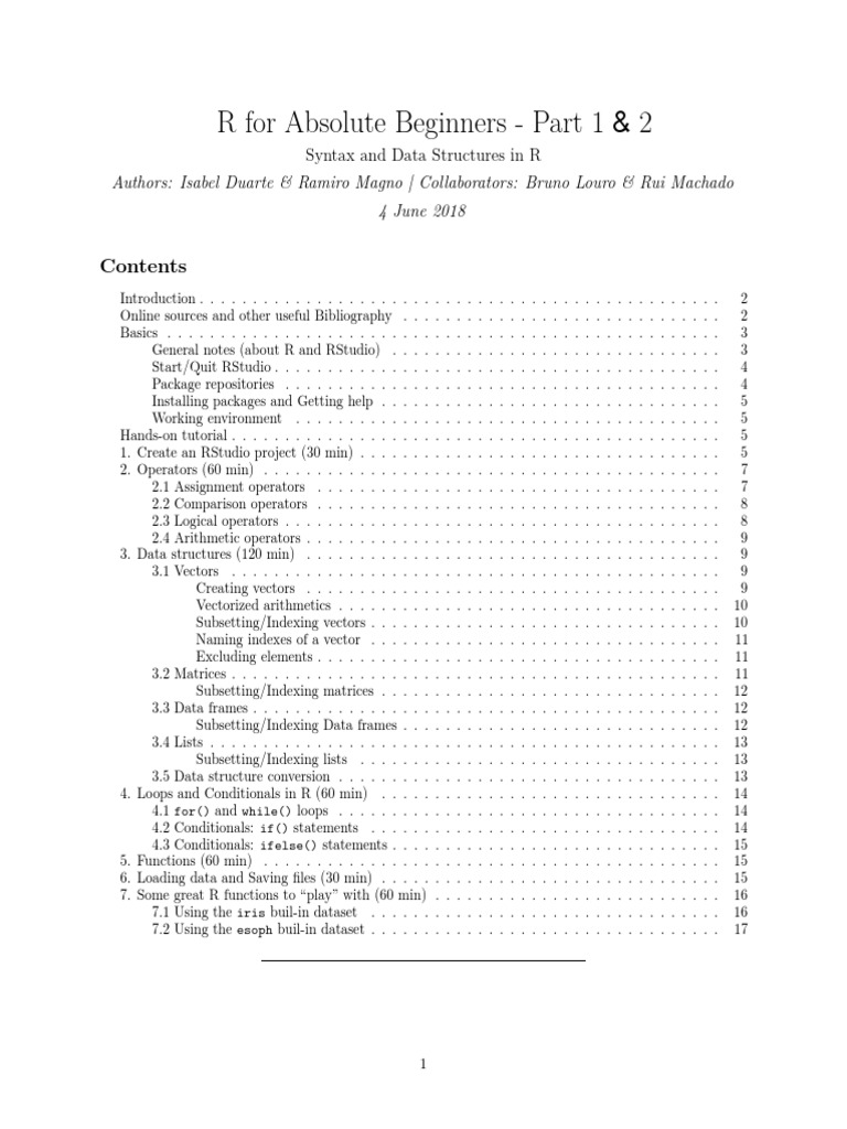R For Absolute Beginners - Part 1 & 2 | PDF
