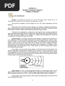 Science 6 Quarter 3 Module 3 Week 3 Forms of Energy: Let's Understand