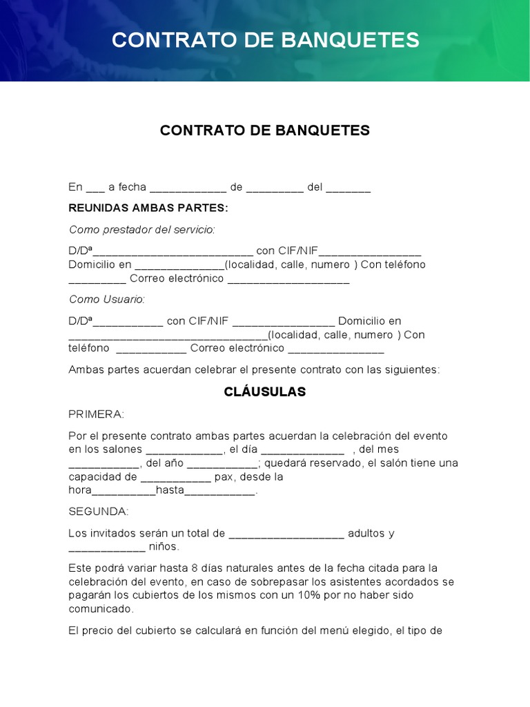 Contrato de Banquetes | PDF | Alimentos | Cocina, image size:768x1024