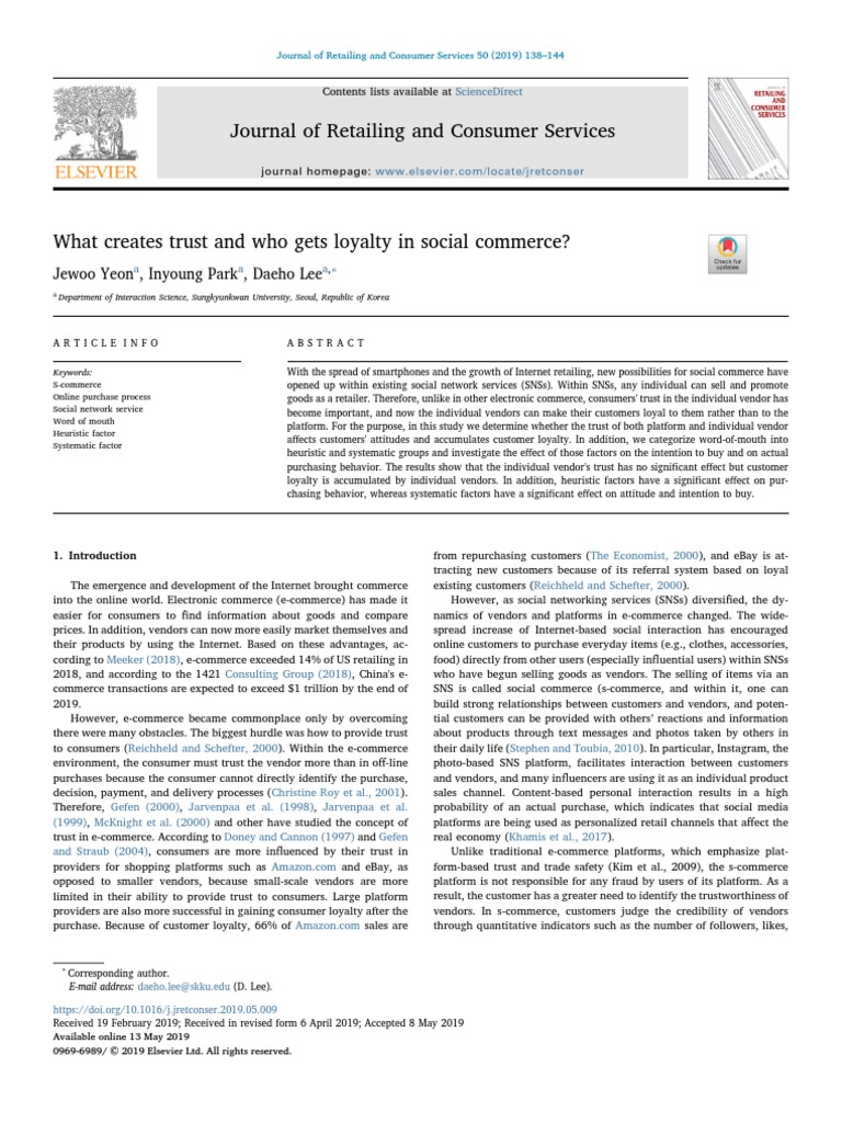 2019 Journal of Retailing and Consumer Services What Creates Trust