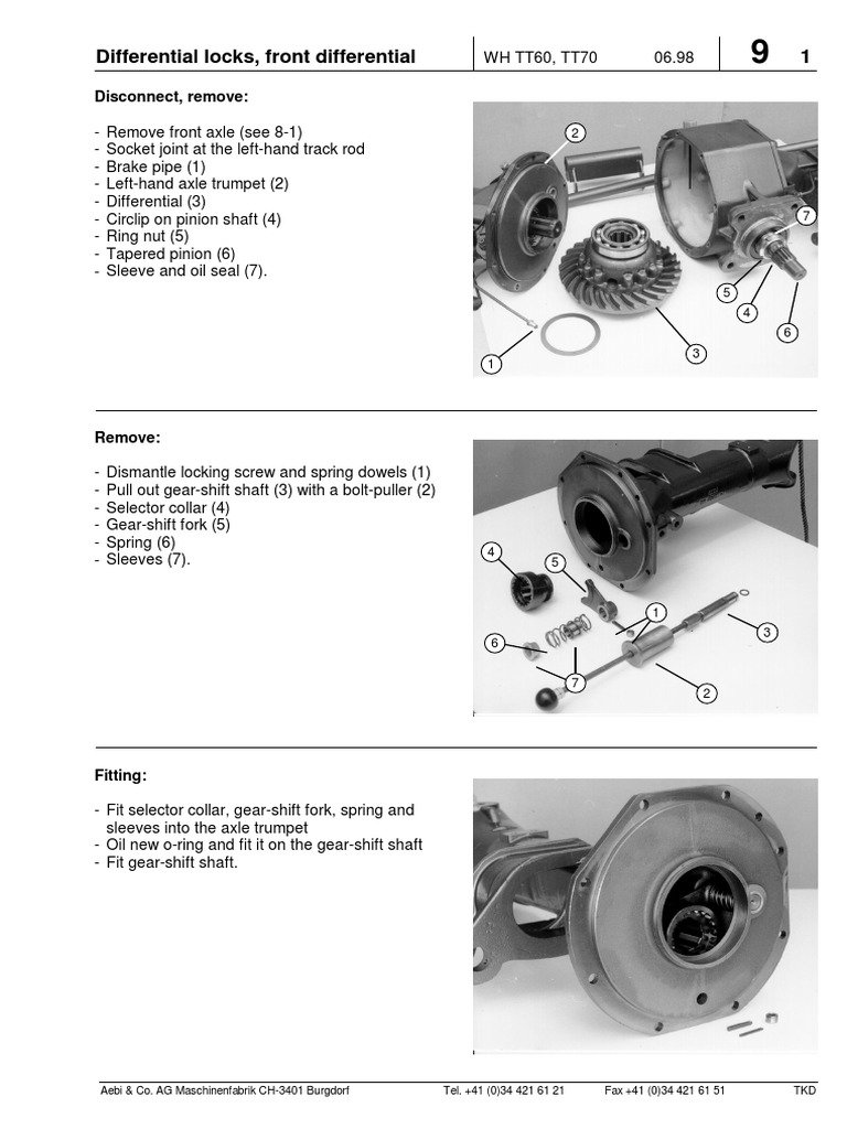 WH TT60, TT70 e - 9. Differential Locks, Front Differential | PDF ...