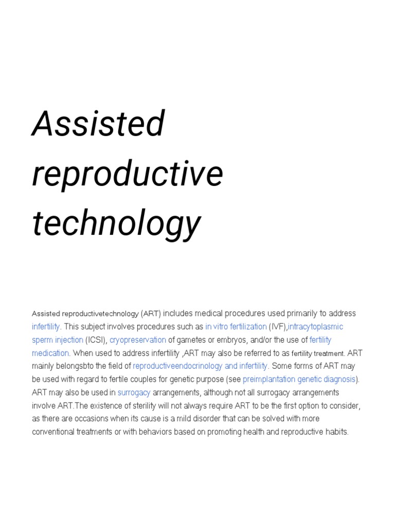 Overview of Assisted Reproductive Technology | PDF | Assisted ...