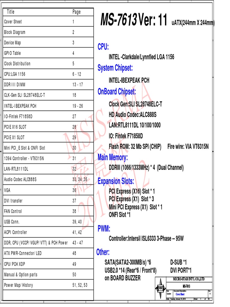 MS-7613 Ver 1.1 Motherboard Overview | PDF | Office Equipment ...