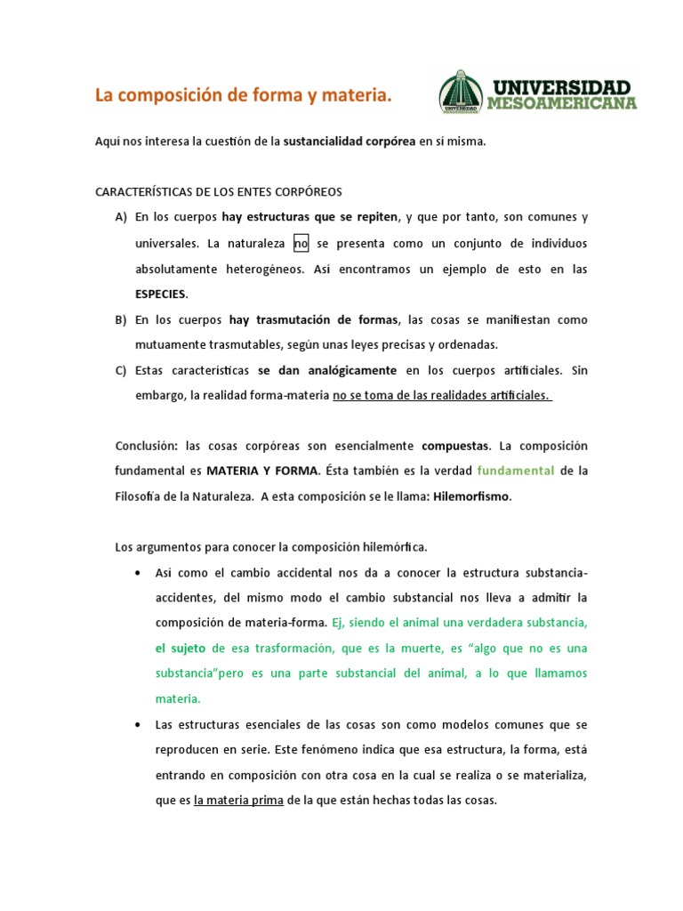 La Composición de Forma y Materia | PDF | Teoría de sustancias | Importar