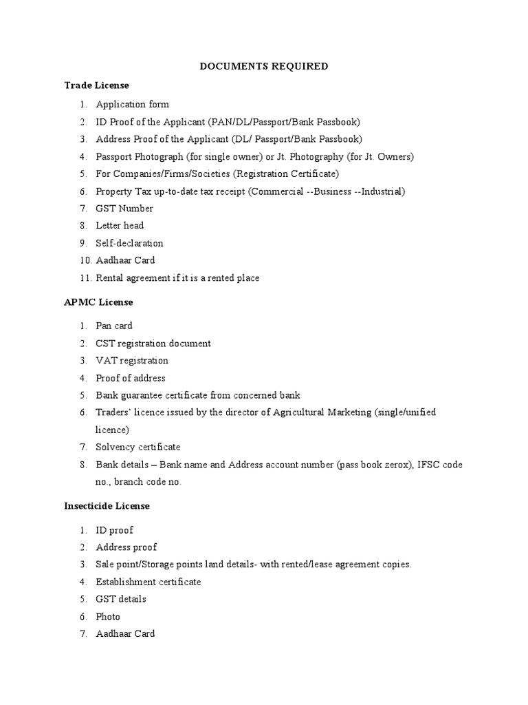 DOCUMENTS REQUIRED PDF