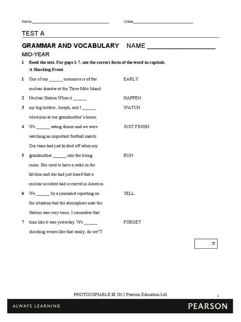 MY Test A | PDF | Linguistics