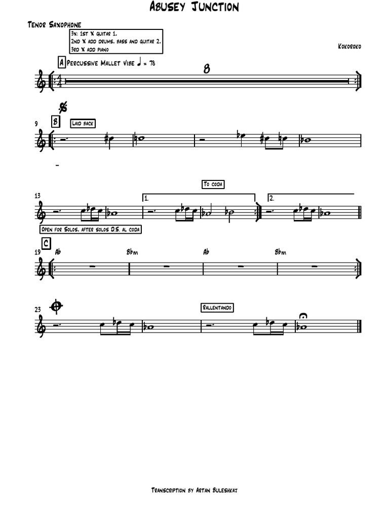 Abusey junction - Kokoroko Sheet music for Piano (Solo) Easy