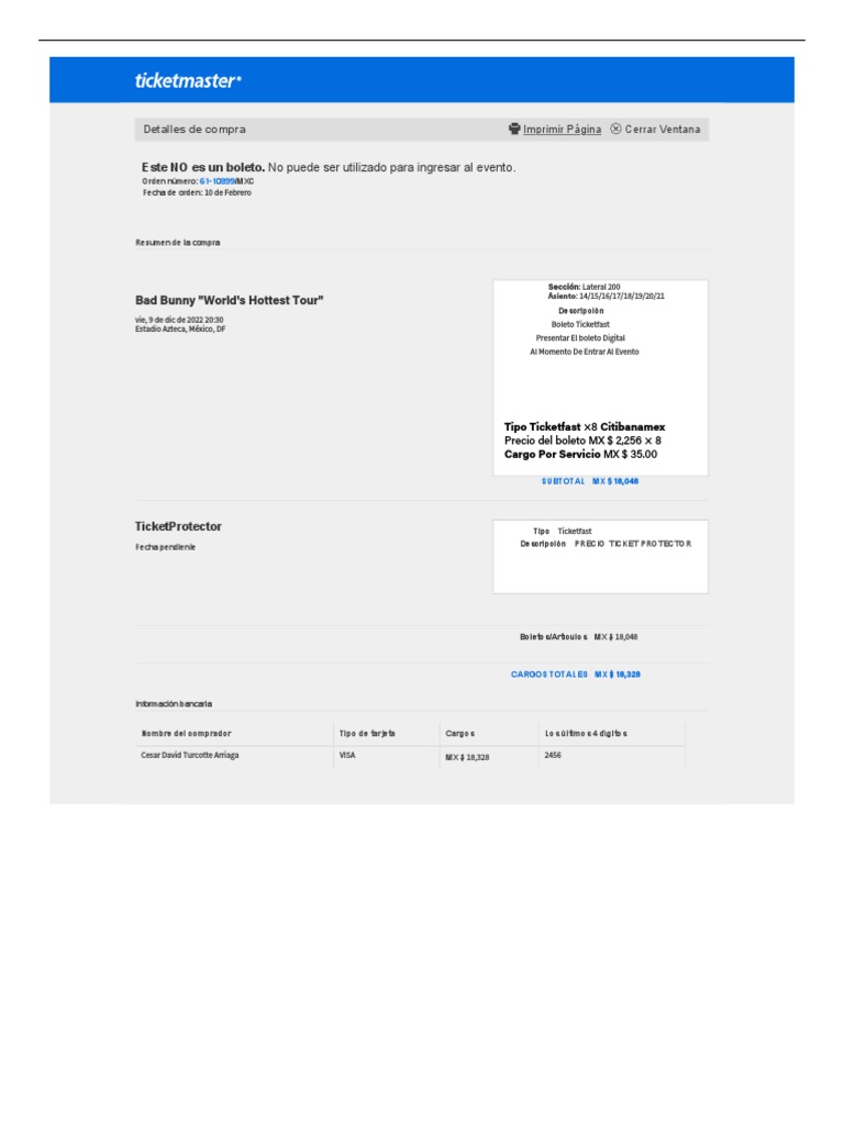 Ticketmaster Member Services Print Receipt Lat200 PDF
