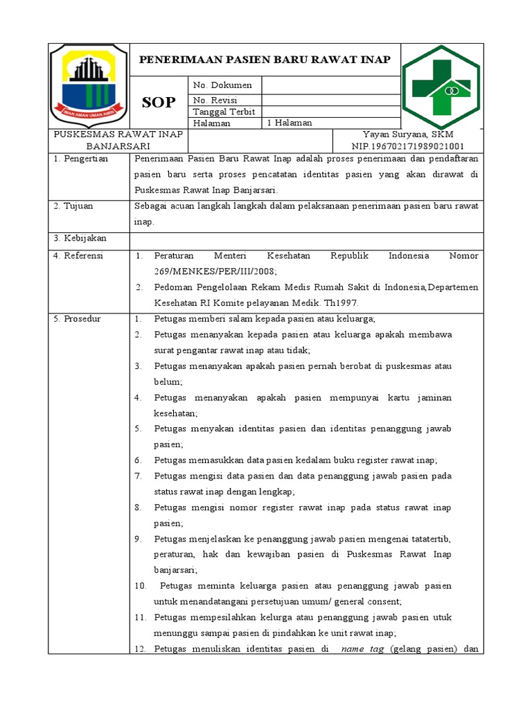 MENERIMA PASIEN BARU RAWAT INAP | PDF