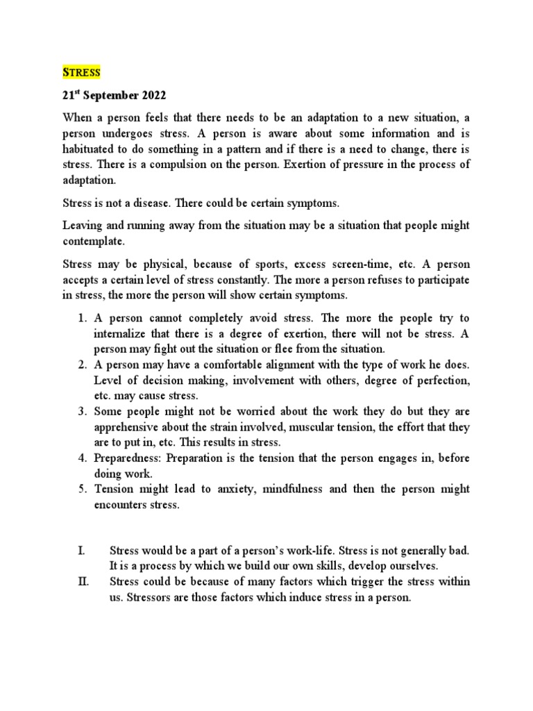 Stress | PDF | Stress (Biology) | Anxiety