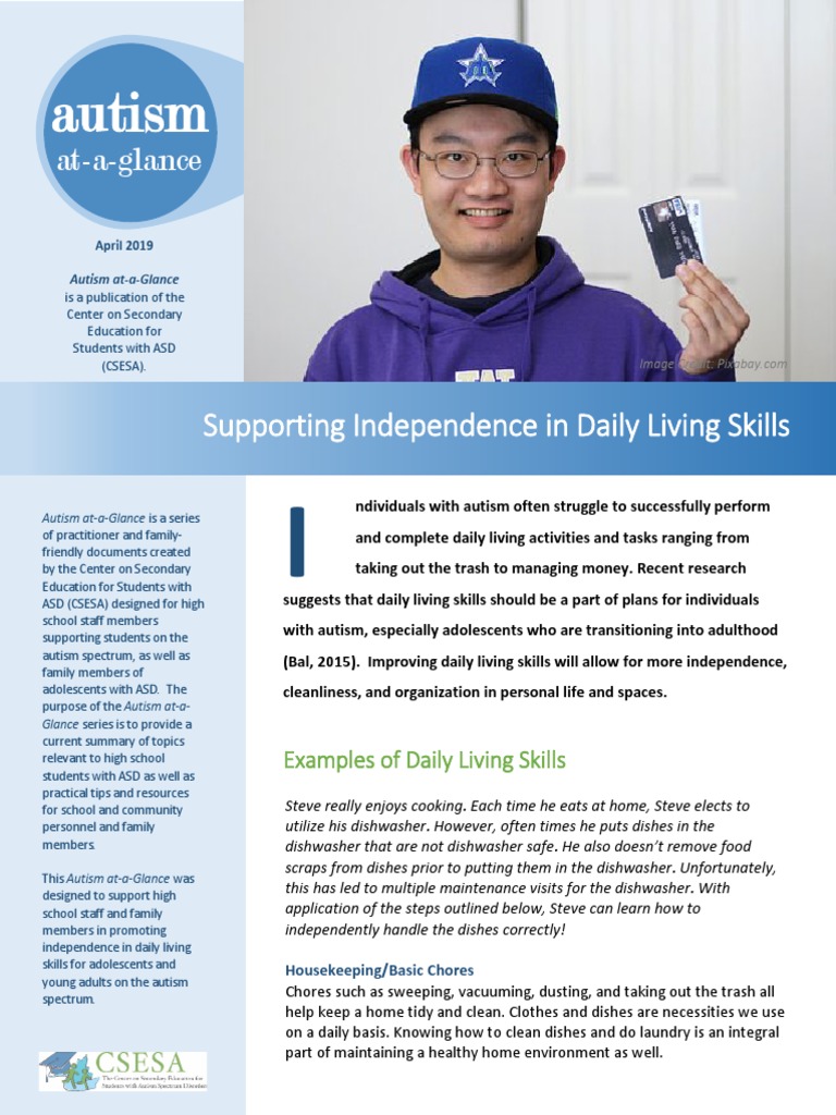 Supporting Daily Living Skills PDF Autism Autism Spectrum