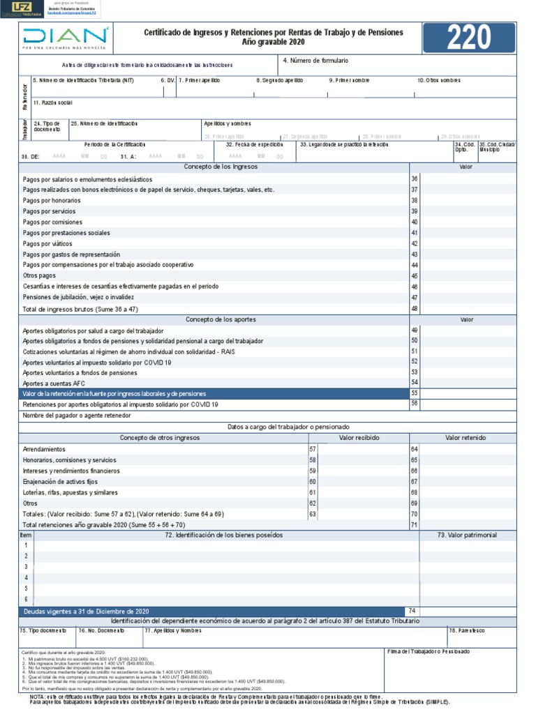Certificado de Ingresos y Retenciones 2020 | PDF | Pensión | Impuesto ...