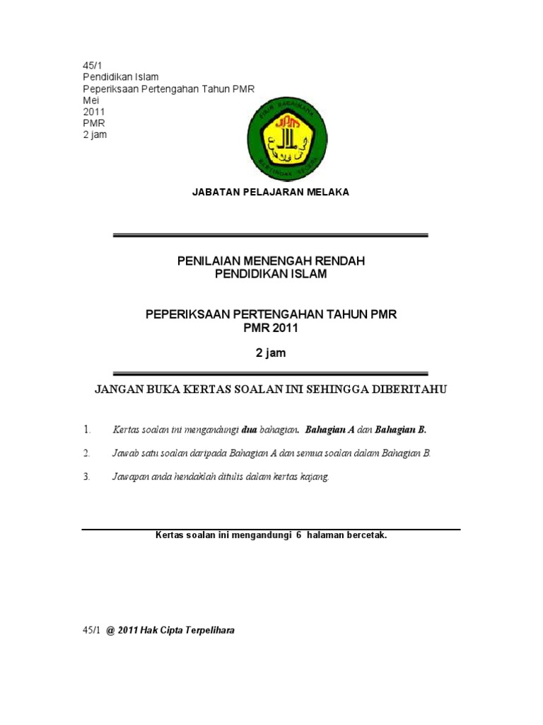 Soalan Peperiksaan Pertengahan Tahun Tingkatan 3 Pdf