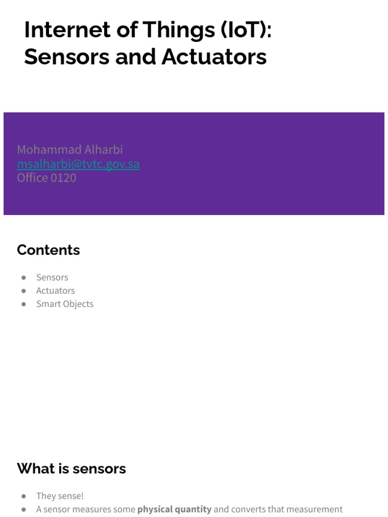 IoT Sensors and Actuators Overview | PDF