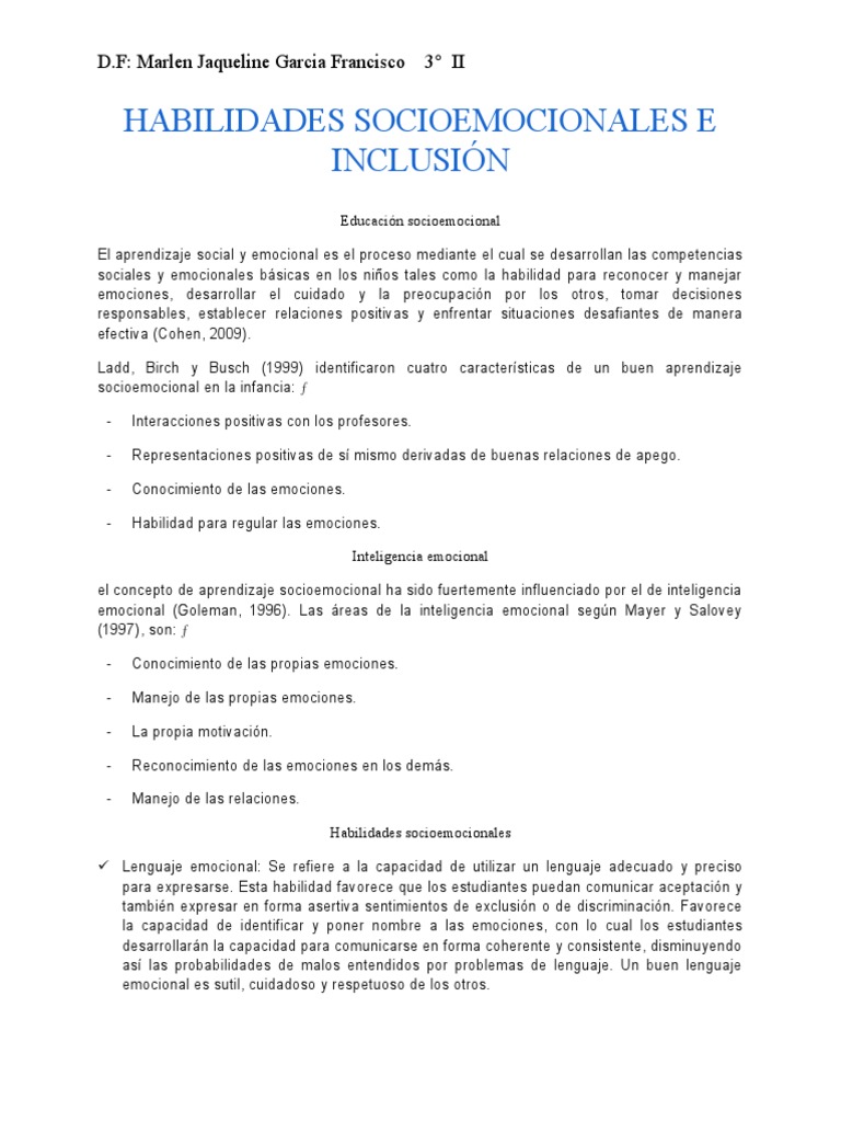 Habilidades Socioemocionales en Educación | PDF | Las emociones ...