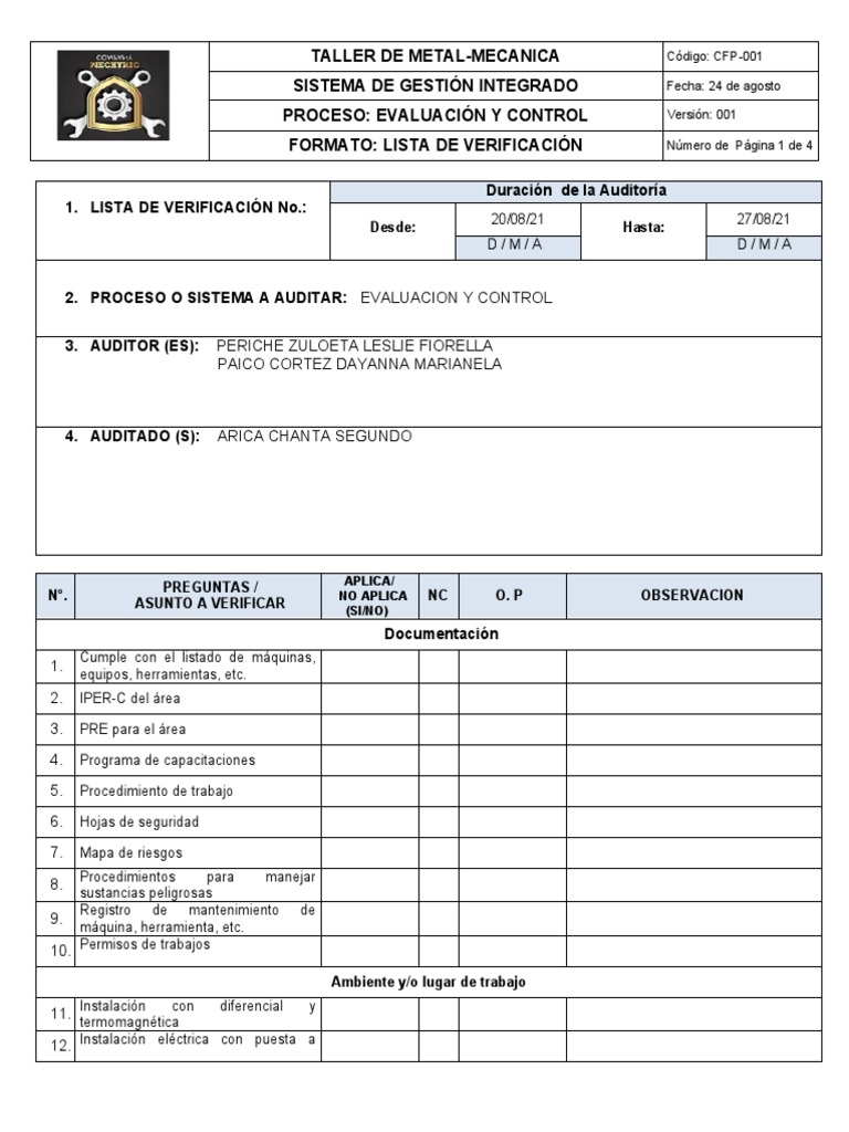 Lista de Verificación de Metal Metalica | PDF