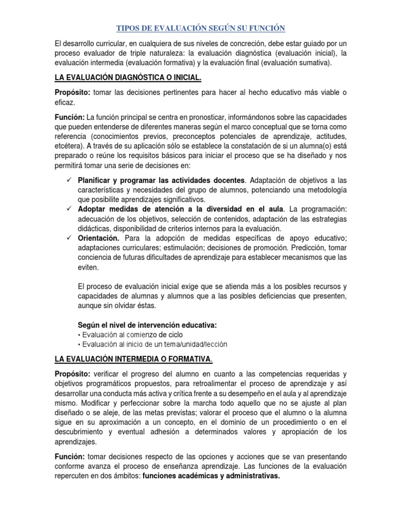 Tipos de Evaluación | PDF | Negocios