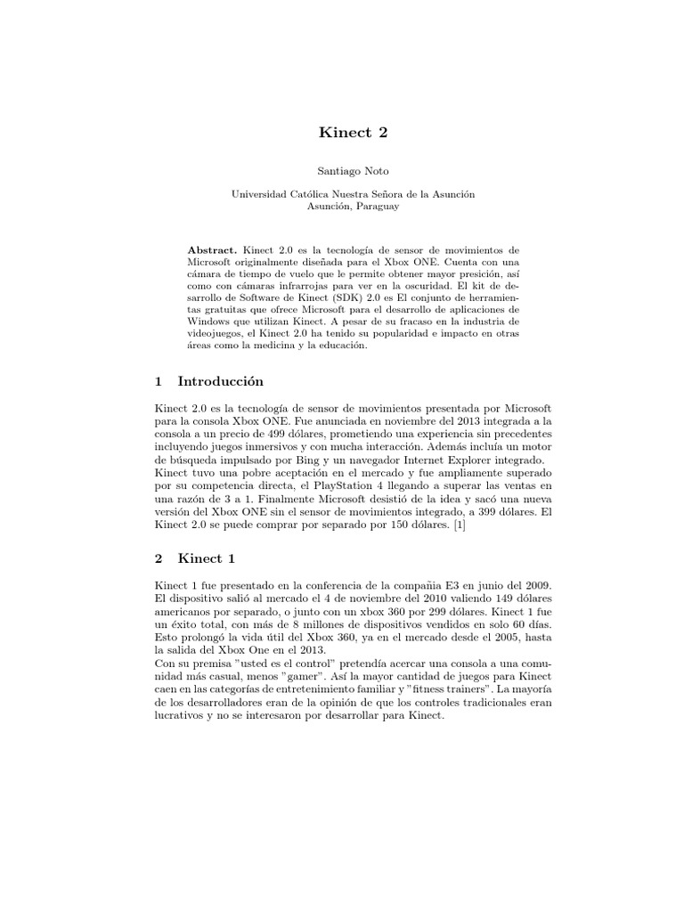 Kinect 2 PDF Xbox 360 Microsoft